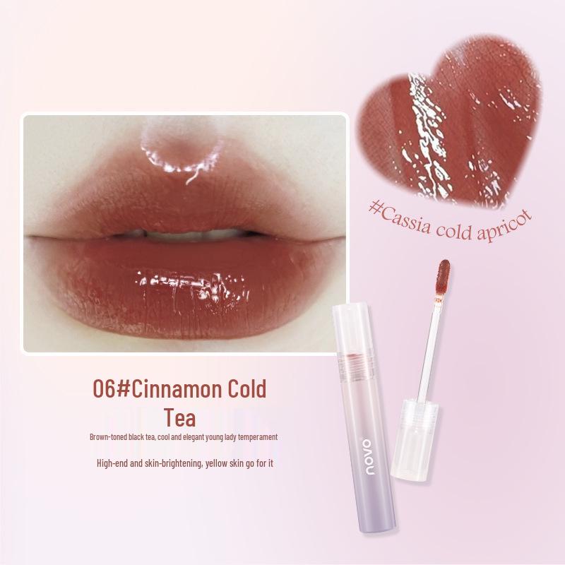 NOVO Iridescent Crystal Lip Glaze: Waterproof, Non-Stick, Long-Lasting, Natural Brightening, Low-Saturation Lipstick.