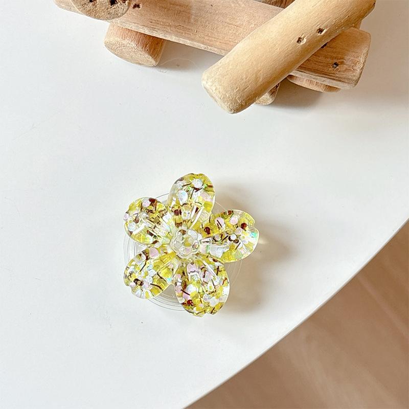 Glitter Sequins Three-Dimensional Flowers Mobile Phone Airbag Bracket Paste Ring Desktop Lazy Watching Drama Girl Heart