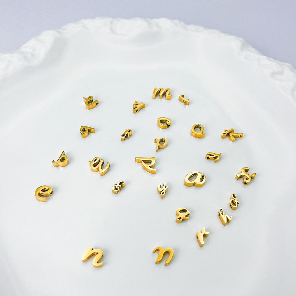 CARLIDANA Stainless Steel Gold PVD Plated DIY Lower Case 7mm Letter Alphabet Initial Charm Pendant Accessories Jewelry Fitting