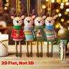 16Pcs 2D Colorful Christmas Reindeer Wooden Pendant Ornament Cartoon Christmas Tree Hanging Decoration For Home New Year Gift