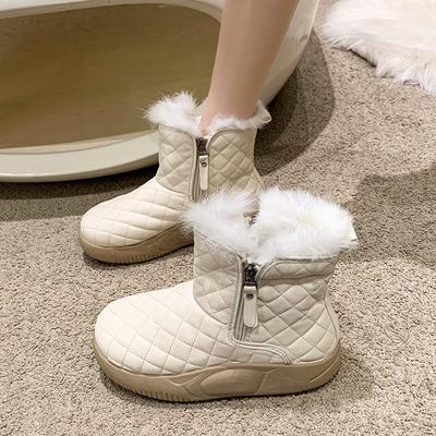 Internet Celebrity Fashion Fur Integrated Snow Boots Women's New Winter Piled Thickened Popular Cotton Boots Warm Bread Cotton Shoes