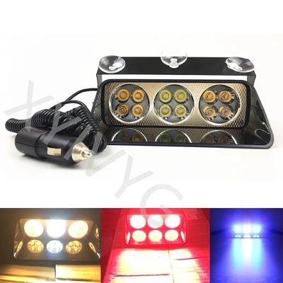 Car Led 12Led Police Windshield Flashing Lamp Emergency Strobe Flash Dashboard Warning Light DC12V Amber Blue White Red