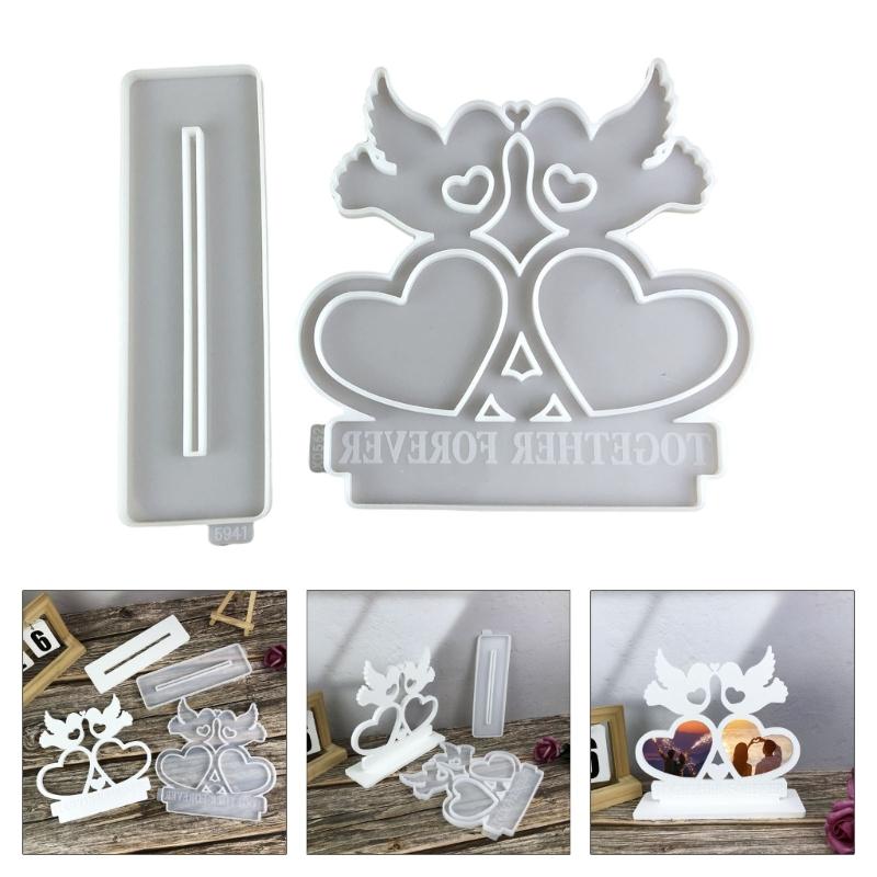 Elegant Heart Bird Picture Frame Silicone Moulds Resin Crafting Moulds Craft Project Molds Silicone Texture for Crafting