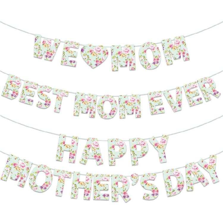 Mother’s Day Decoration Flag - Vibranted Color Bunting Supplies for Creating Celebration for Moms