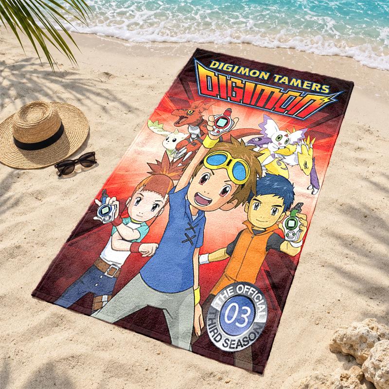 Digimon Microfiber Beach Towel Quick Dry Sand Free Lightweight Beach Towels for Travel Swimming Camping