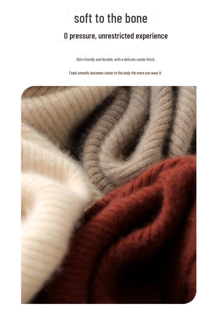Women's Striped Polo Collar Cashmere Knit Cardigan Sweater for Autumn and Winter