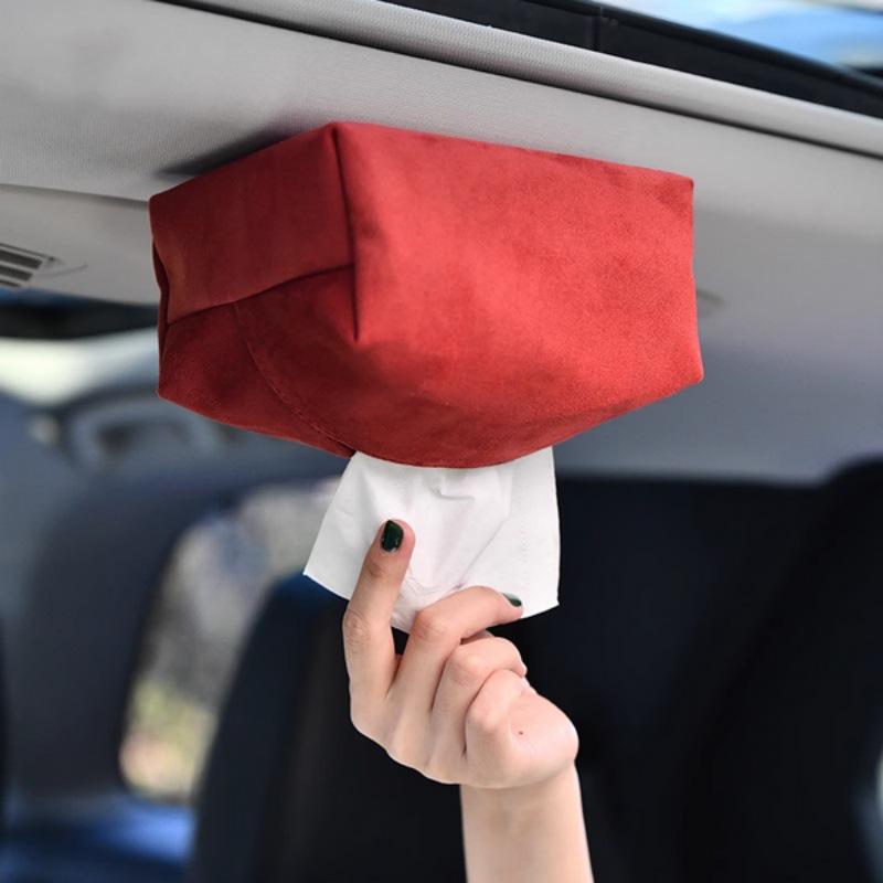 In-Stock Magnetic Tissue Box for Xiaomi YU7: Universal Car Flocking Tissue Holder 17x11.5x7.5 cm