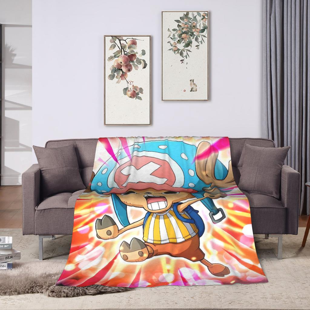 Tony Chopper Flannel Blanket Winter Anime Warm Bedding Throws for Kids Adult Couch Bed Fluffy Bedspread Sofa Bed Cover