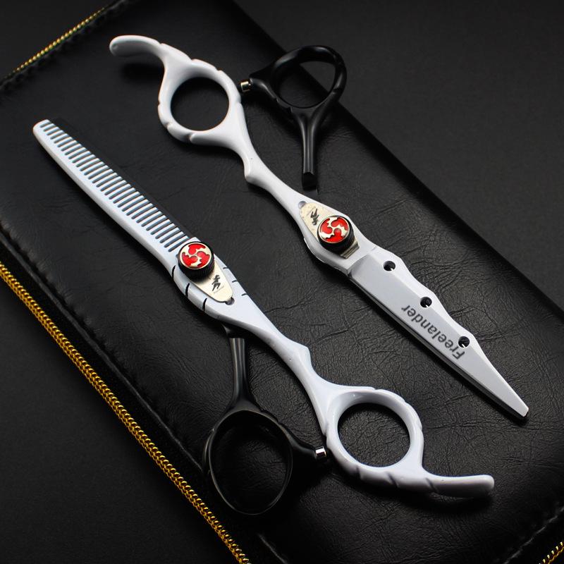 6.0" God Walker Black & White Hairdressing Scissors Set - Includes Straight Shears, Bangs Scissors, and Thinning Shears.