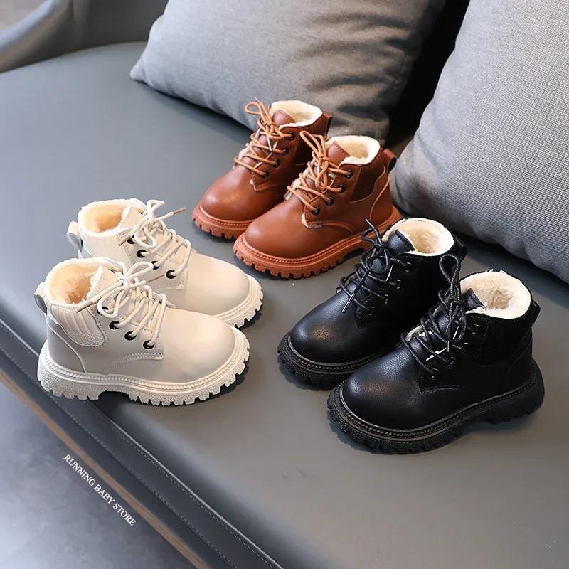 Style Children's Snow Boots Girls Boys Plush Short Boots Casual Warm Ankle Shoes Kids Sneakers for Kids I07086
