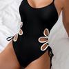 Qianmo 2025 Sexy Cutout Halter One-Piece Bikini - European & American Style Swimsuit