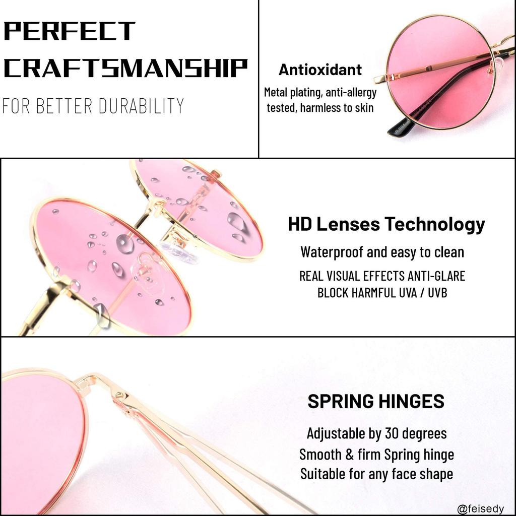 Polarized Retro Round Frame Sunglasses for Men and Fashionable Colorful Sunglasses [FEISEDY] Glasses, Women,