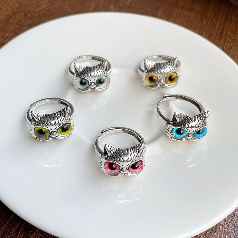 DIMANAF Women Jewelry Steel Ring Elegnat Lady Vintage Cats Rings 2025