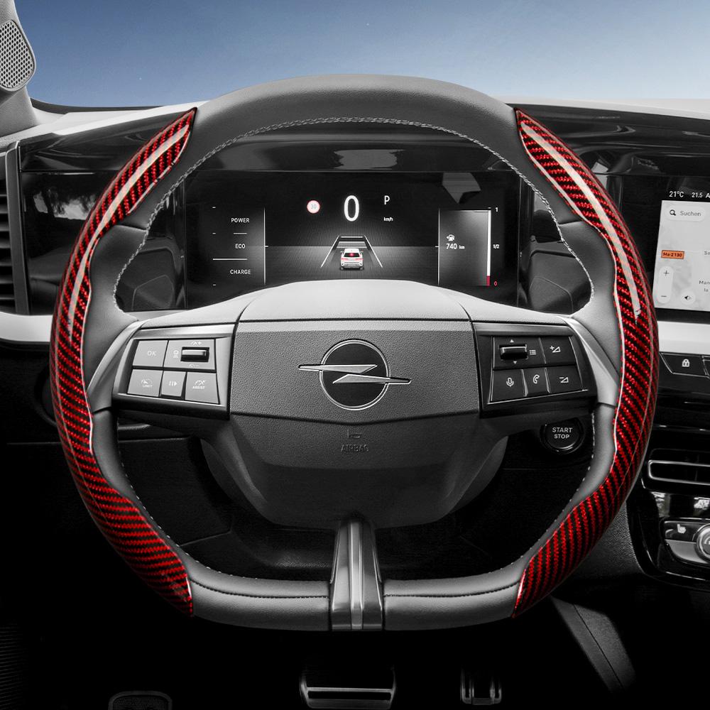 Geeignet für Opel Carbonfaser-Textur Lenkradabdeckung mit segmentiertem Schnellverschluss-Design, Langlebig, für Modelle wie Corsa, Mokka, Astra