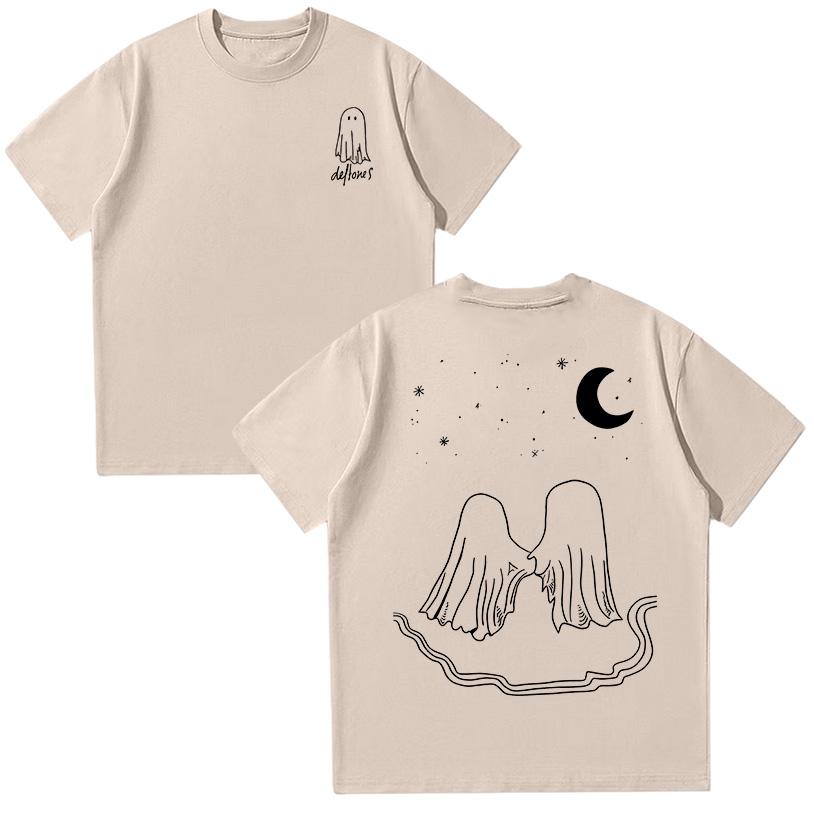 Deftones Rock Band Cotton Tee Deftones Ghosts Cream T-Shirt Hip-hop Rock Women Men Streetwear Fashionable Short-sleeved Clothing