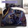 Flower Cat Crow Pattern Bedding,Quilt Set Quilt Cover Pillowcase Home Birthday Gift (1 * Duvet Cover + 2 * Pillowcase, Without Core)