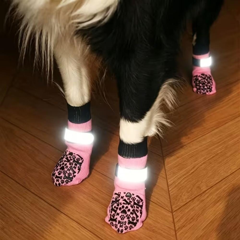 Reflective Anti-Slip Dog Socks Adjustable Dog Paw Protectors Dog Shoes Socks  Anti-Scratch