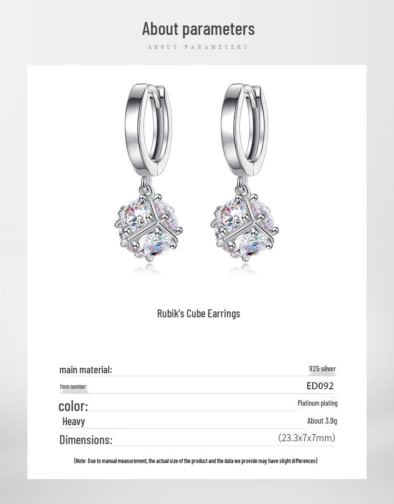 Magischer Würfel S925 Silber Ohrringe - Leichter Luxustrend, Ideales Weihnachts-/Geburtstagsgeschenk für Freundin oder beste Freundin