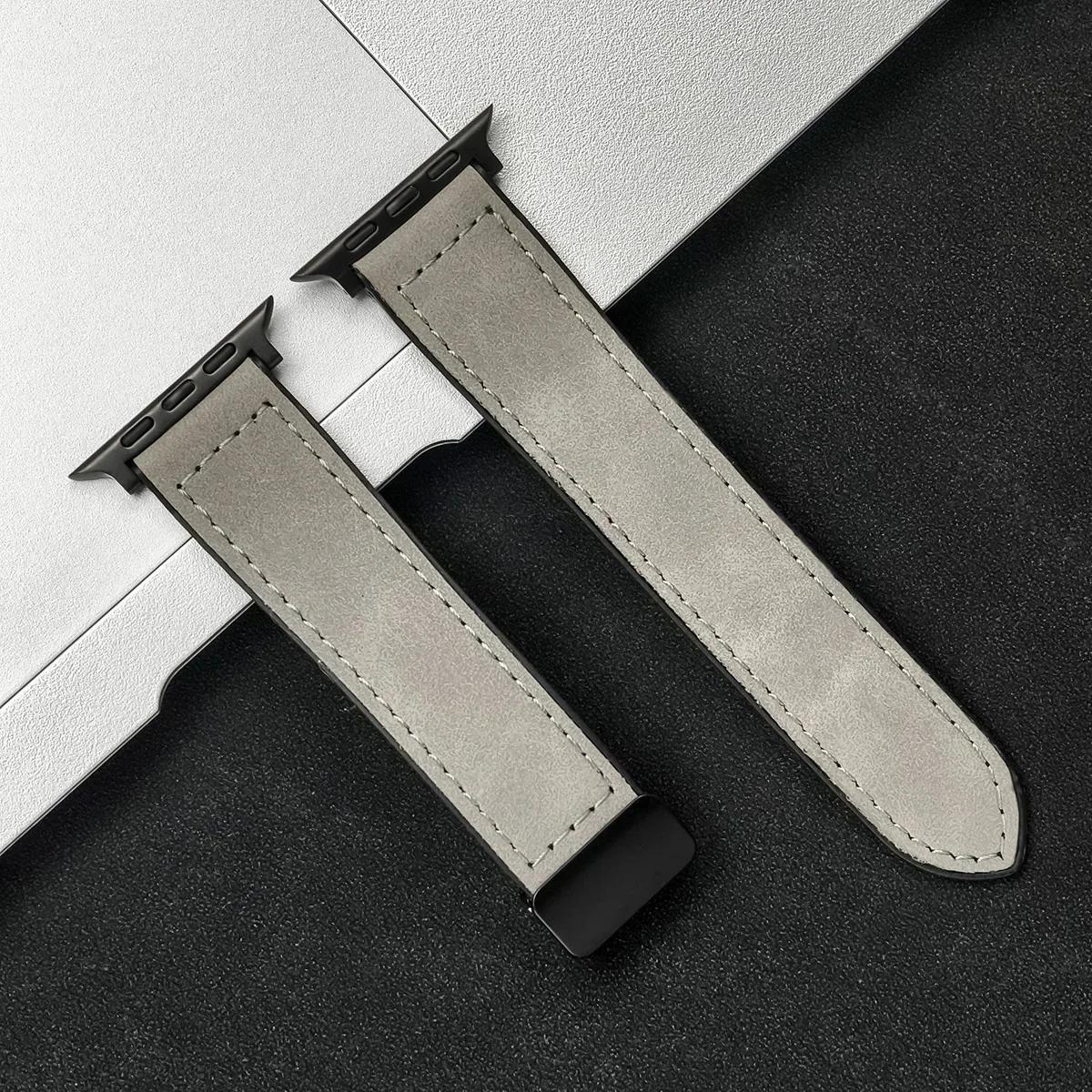 

Leather+Silicone Strap For Apple Watch 10 42 46mm Ultra2 49mm 44mm 45 41mm 40mm 38 42mm Bracelet for iwatch Series 9 8 7 SE 6 38 40 41 S10-42MM