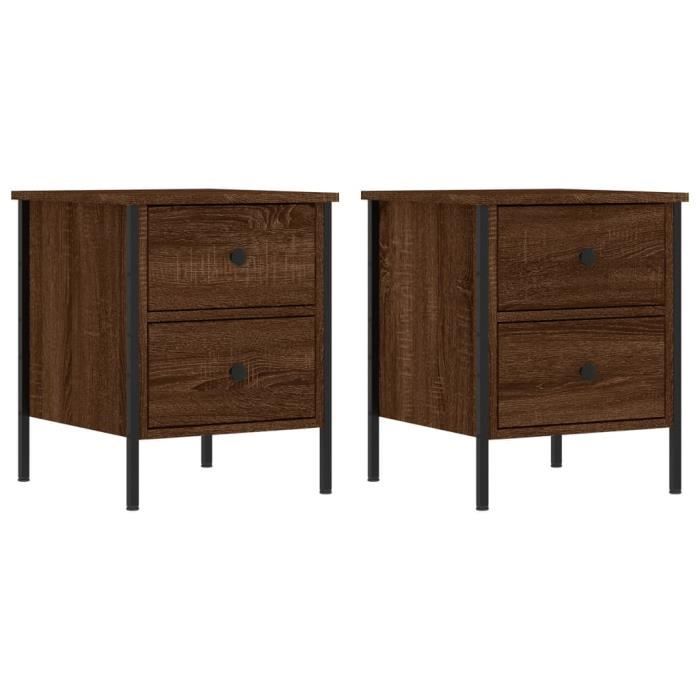 VidaXL Tables de chevet 2pcs chêne marron 40x42x50cm bois d'ingénierie 825992