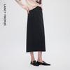 LANGZI Elegant Wool Blend Straight Midi Skirt