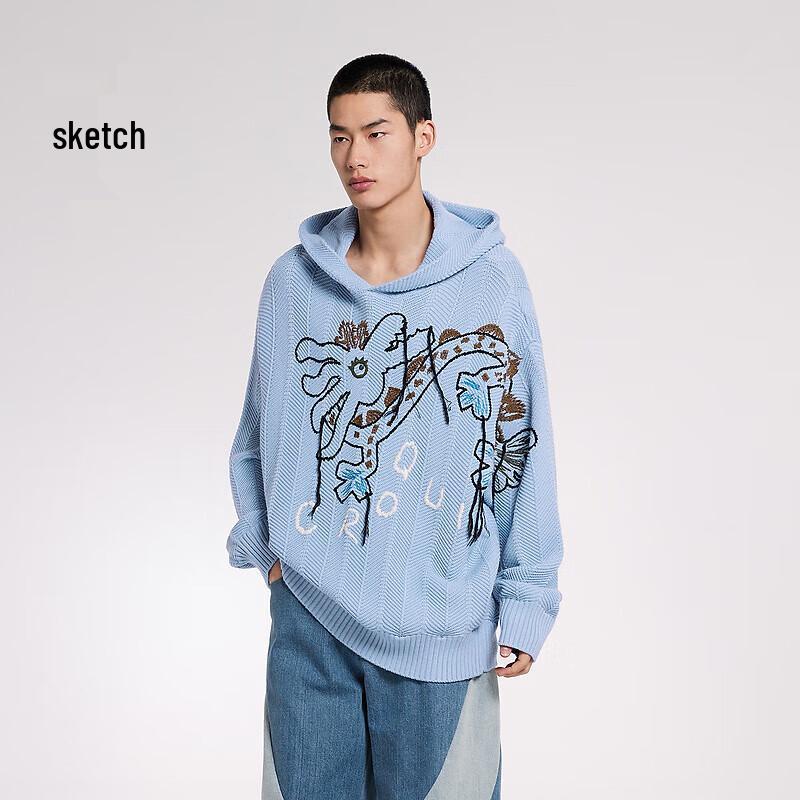 

Men s 2024 Spring Dragon Pattern Long Sleeve Knit Sweater M