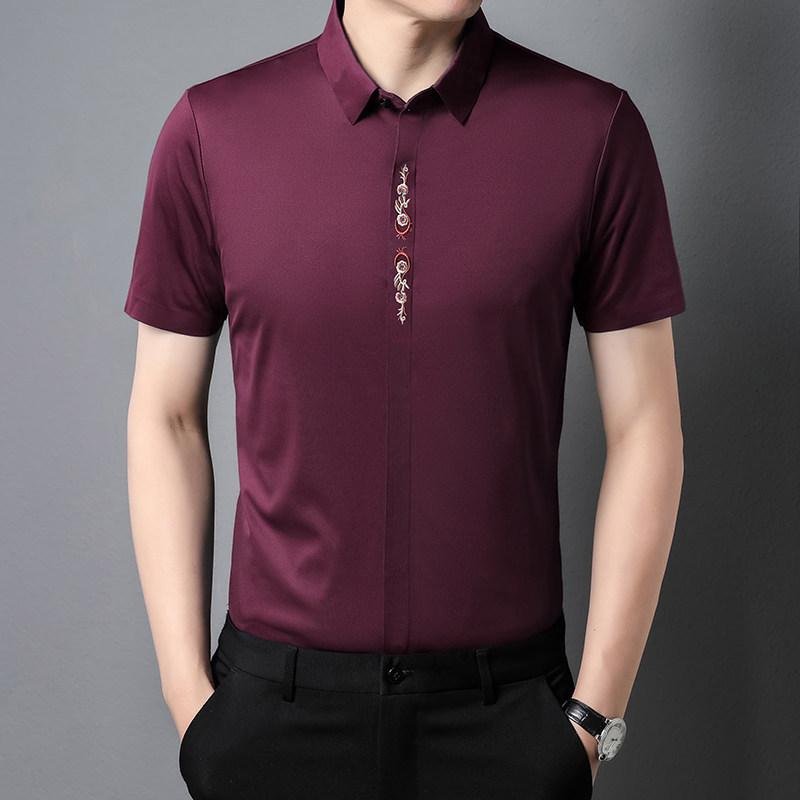 Летняя тонкая рубашка с коротким рукавом для мужчин среднего возраста — фото 7