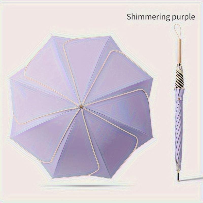 Blütenblätter Sonnenschirm UV-Schirm Damen Luxuriös Outdoor Holzgriff UV-beständig Langer Griffschirm Allwetter-Schirm