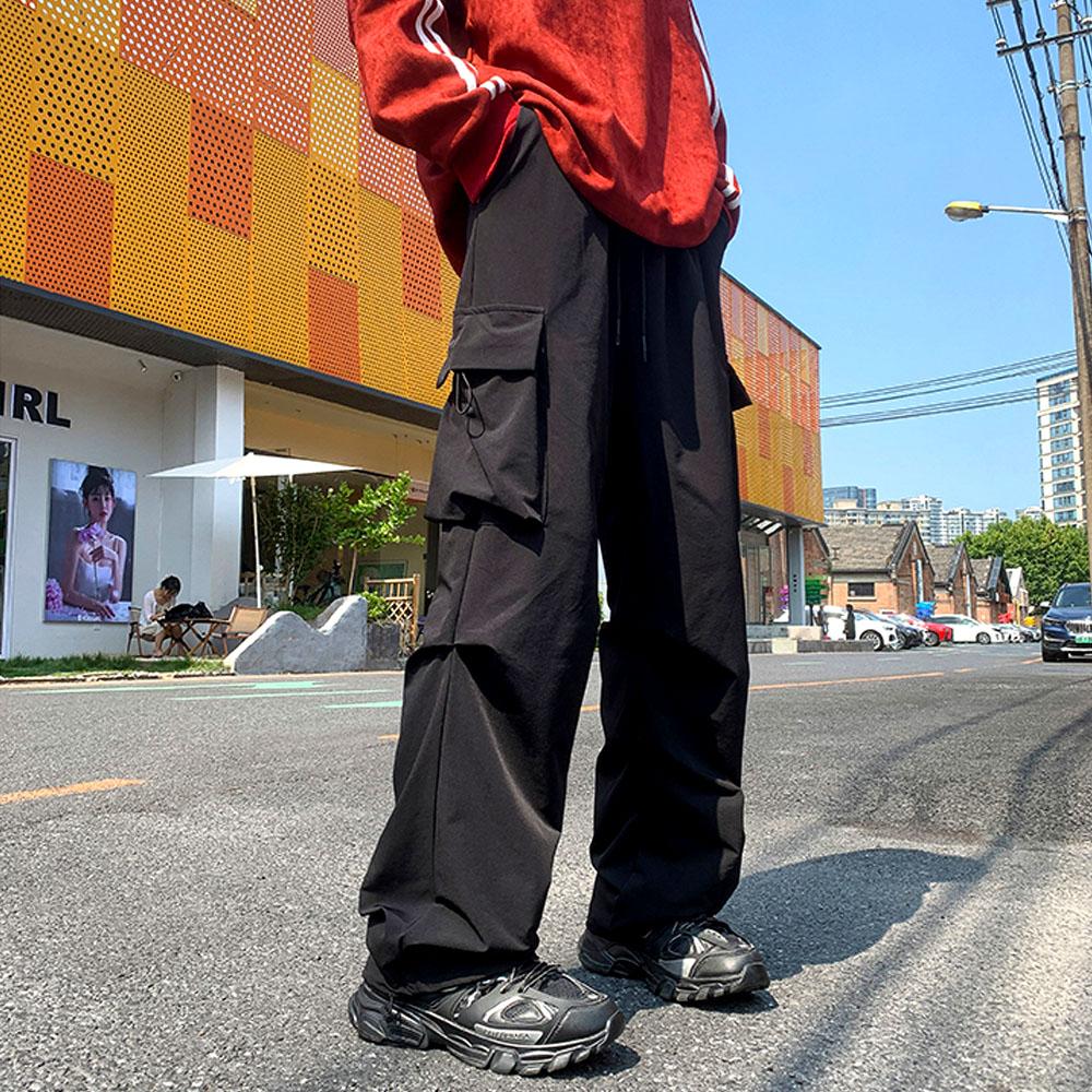 Japan Men's Y2K Casual Cargo Pants Sweatpants Pocket Trousers Baggy Wide Leg Pants Parachute Techwear Korean Clothes Men