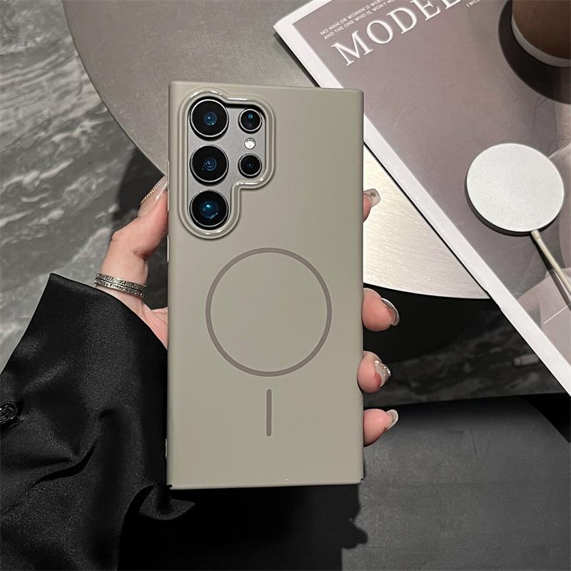 Ultra Thin Matte Magsafe Phone Case for Samsung Galaxy S25 S24 S23 Ultra Plus Contrast Color Lens Shockproof Magnetic PC Cover