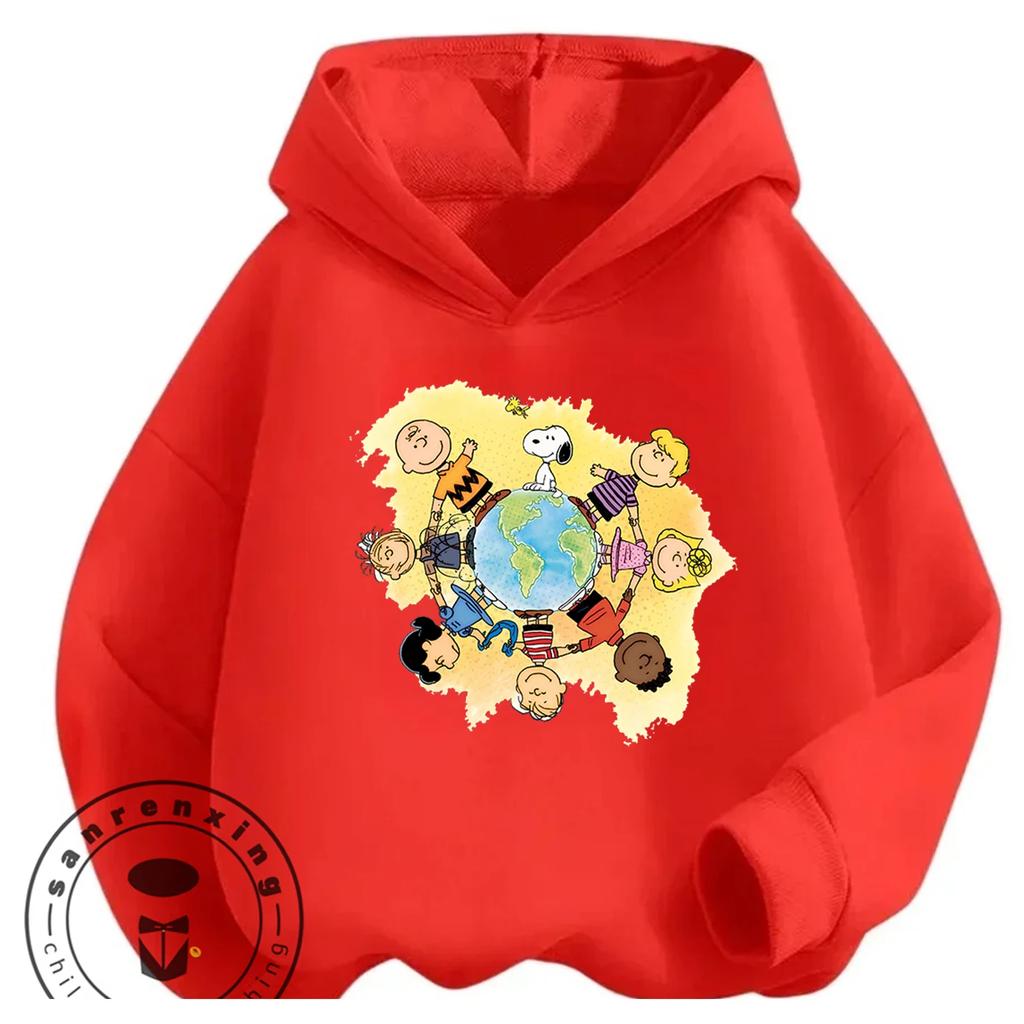 New Autumn Kawaii Hooded Sweatshirt Cute Cartoon Casual Street Style Kids Hoodie Snoopy Boys Girls