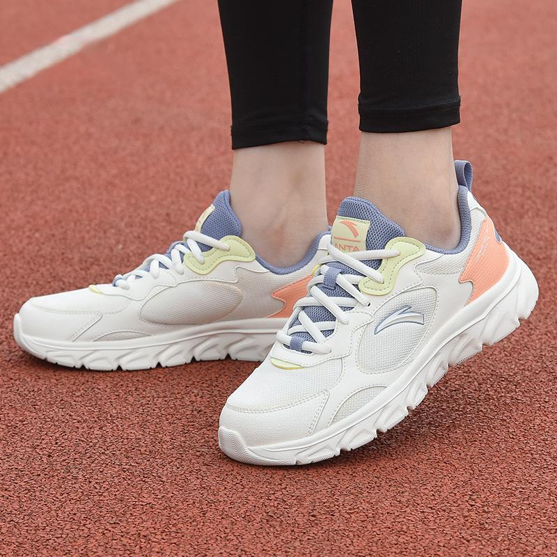 Anta Comfortable Versatile Durable Breathable Low-Top Running Shoes Women Sneaker White Pink 922145566-3