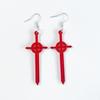 Gothic Simple Red Acrylic Sword Cross Pendant Dangle Earrings for Women Men Halloween Party Personality Jewelry Accessories Gift