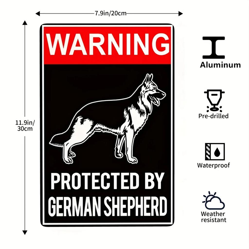 1pc Beware Of Dog Metal Sign This Home Protected By The Good Lord Will Bite Do Not Enter Sign Door, Outdoor Decor 12x8 Inch