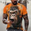 T-shirt da uomo estiva con stampa di animali arrabbiati, casual, a maniche corte, alla moda, streetwear, abbigliamento maschile oversize, t-shirt con scollo a giro