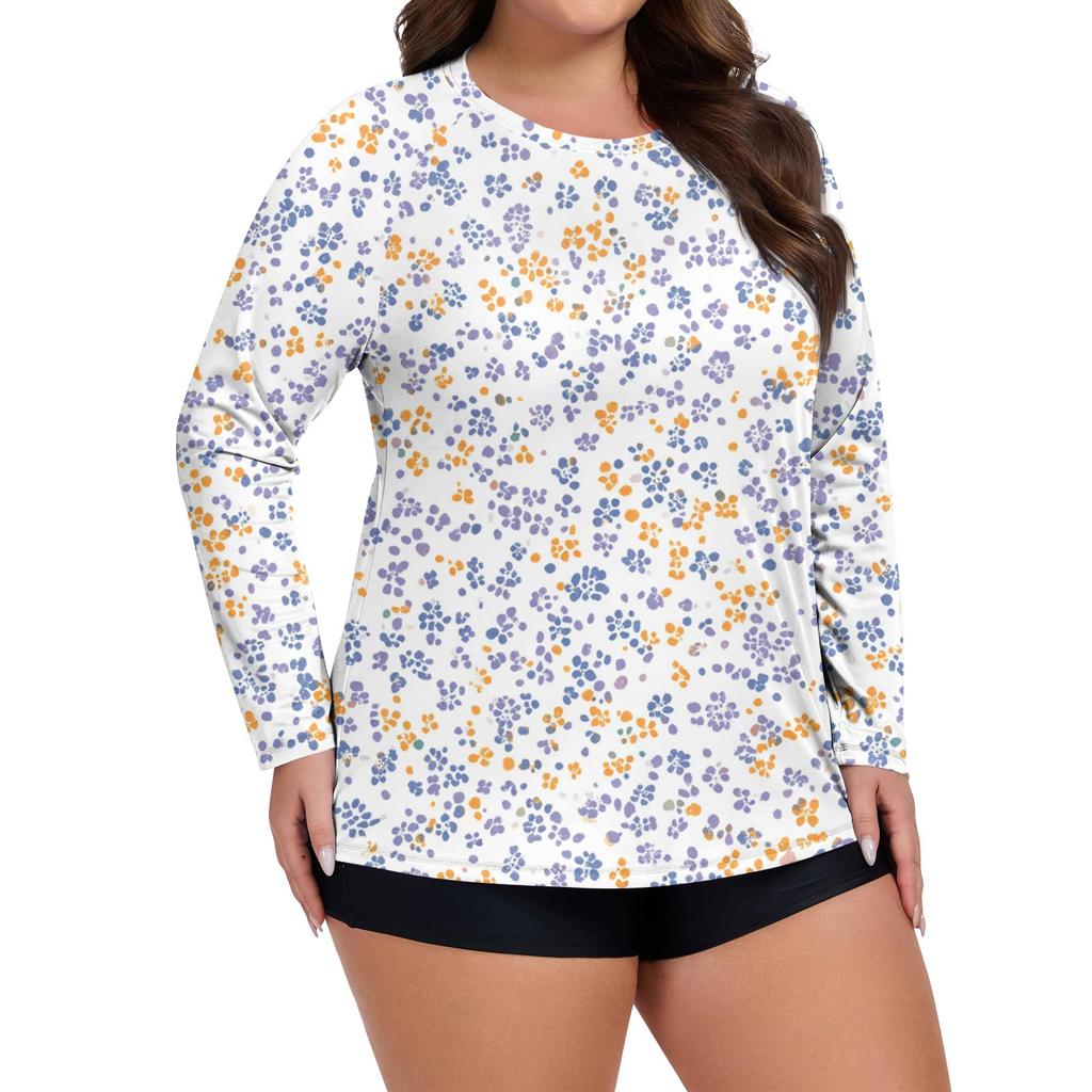 Women's Print Large Size Long Sleeve Swimsuit Sun  Jacket Quick Dry Hiking Top