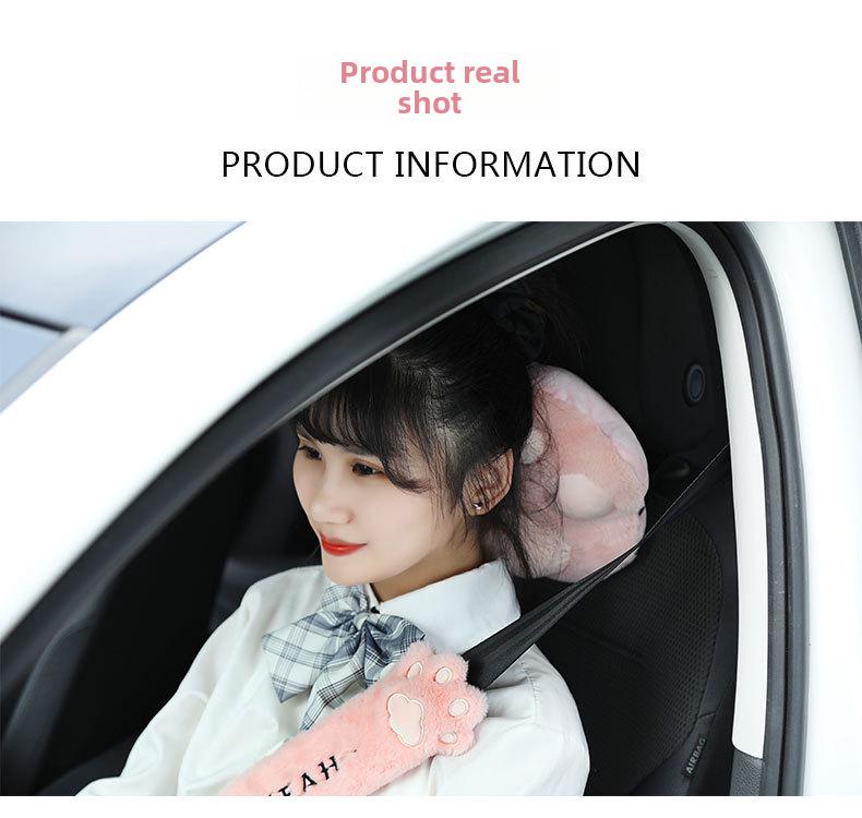 Cute Cat Paw Car Neck and Lumbar Support Headrest Pillow - Plush Backrest Decoration