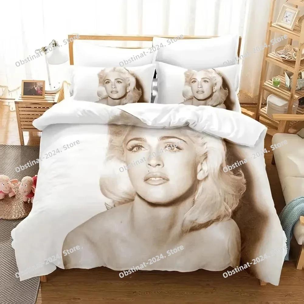 Parure de lit 3D imprimée Madonna sexy : housse de couette, taie d’oreiller, couette, tailles king et queen, pour garçon et adulte.