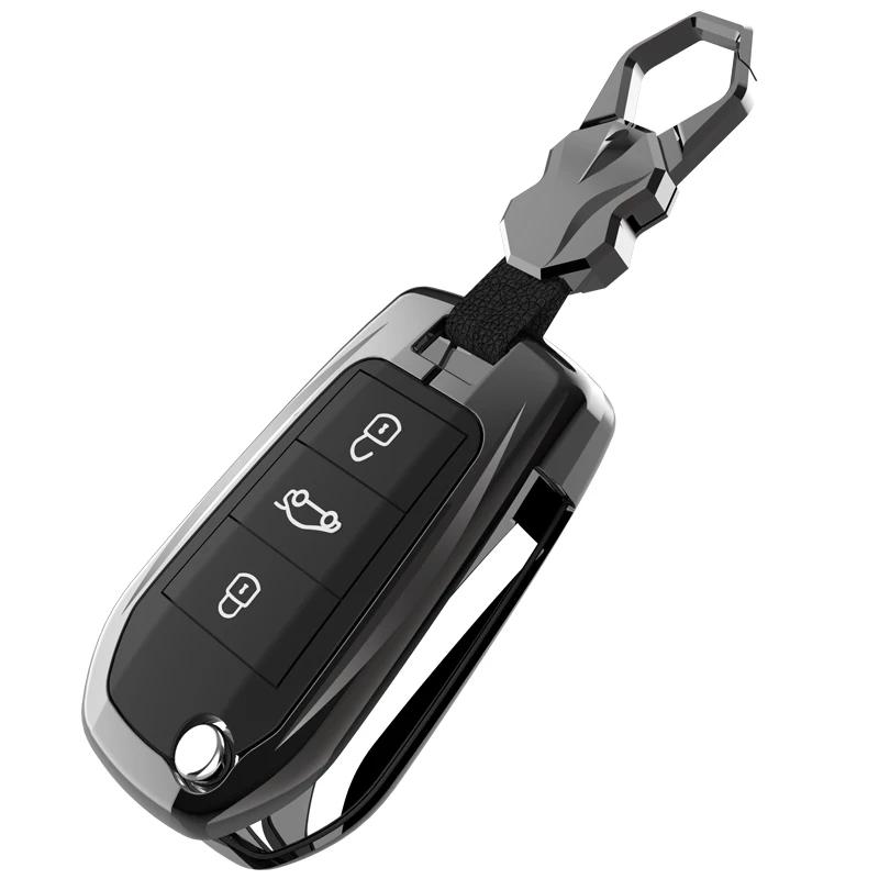 Key Case for Car New Zinc Alloy Car Flip Key Case Cover Shell For Peugeot 208 308 408 508 2008 3008 4008 5008 For Citroen C3 C4