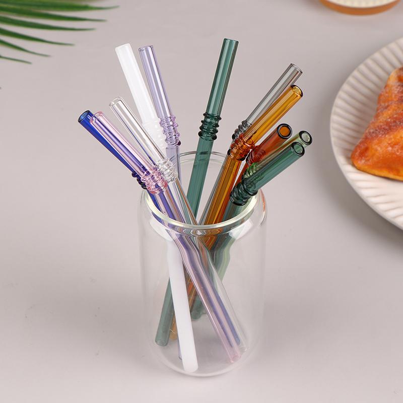 1Pc Reusable Glass Straws Colorful Drinking Straw Eco-Friendly High Borosilicate Glass Straw Party Favors Bar Drinkware