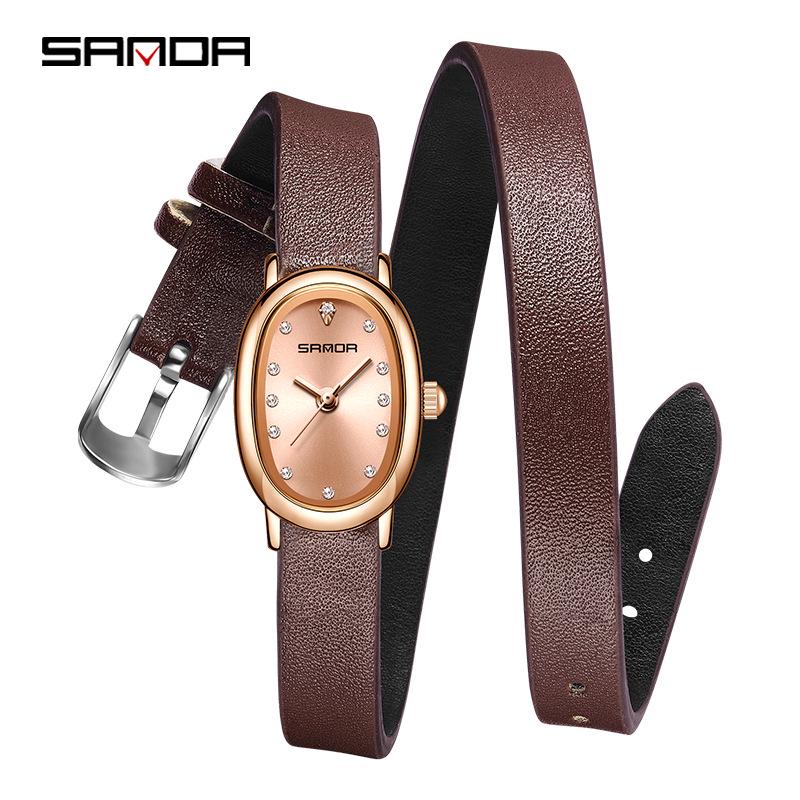 Sanda Women s Waterproof Quartz Watch - Fashionable Oval Design, Versatile and Stylish for Commuting