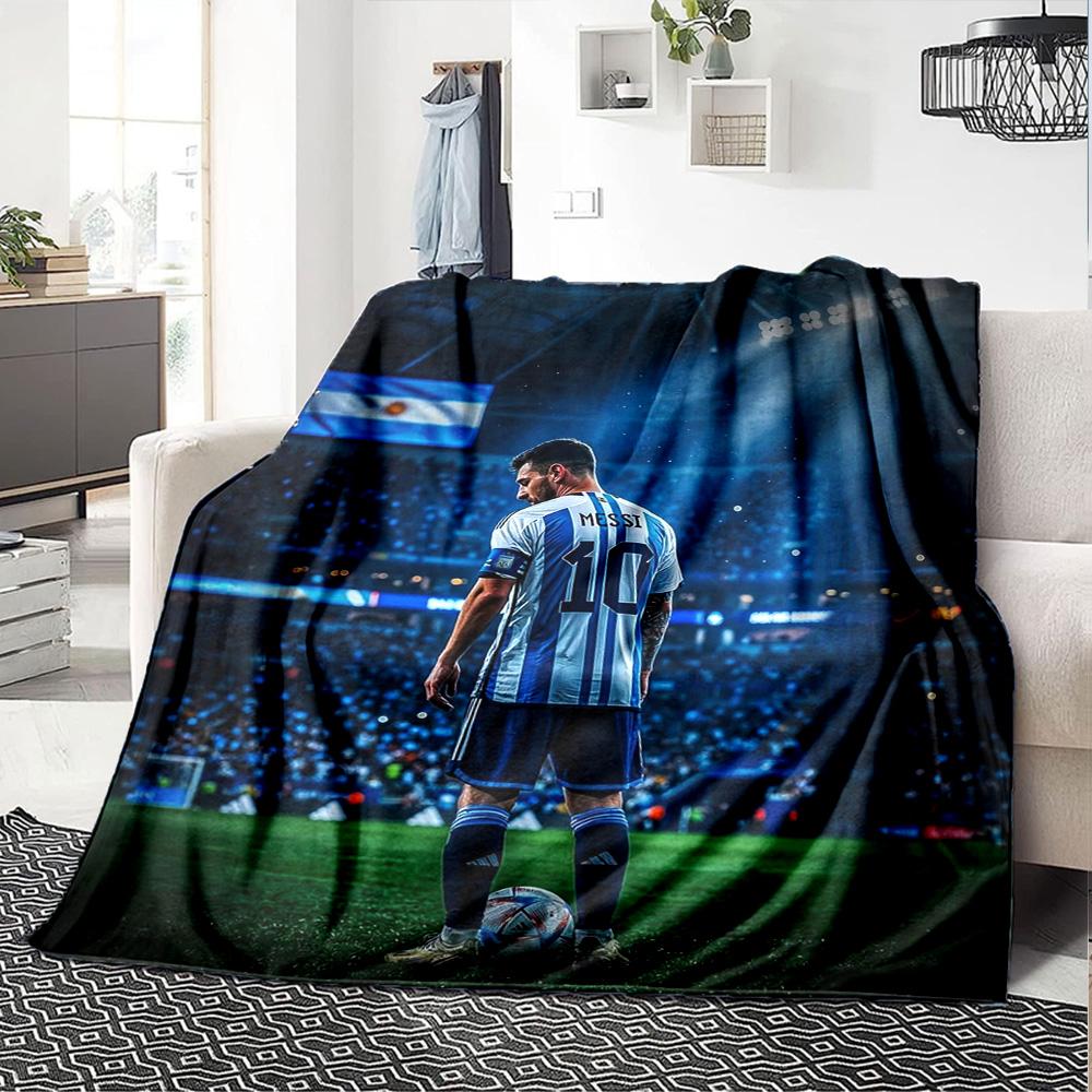 Football Messi Blanket Soft Warm Cozy Great for Couch Bed Bedding for All Occasions Digital Print Gifts For Family Or Friends