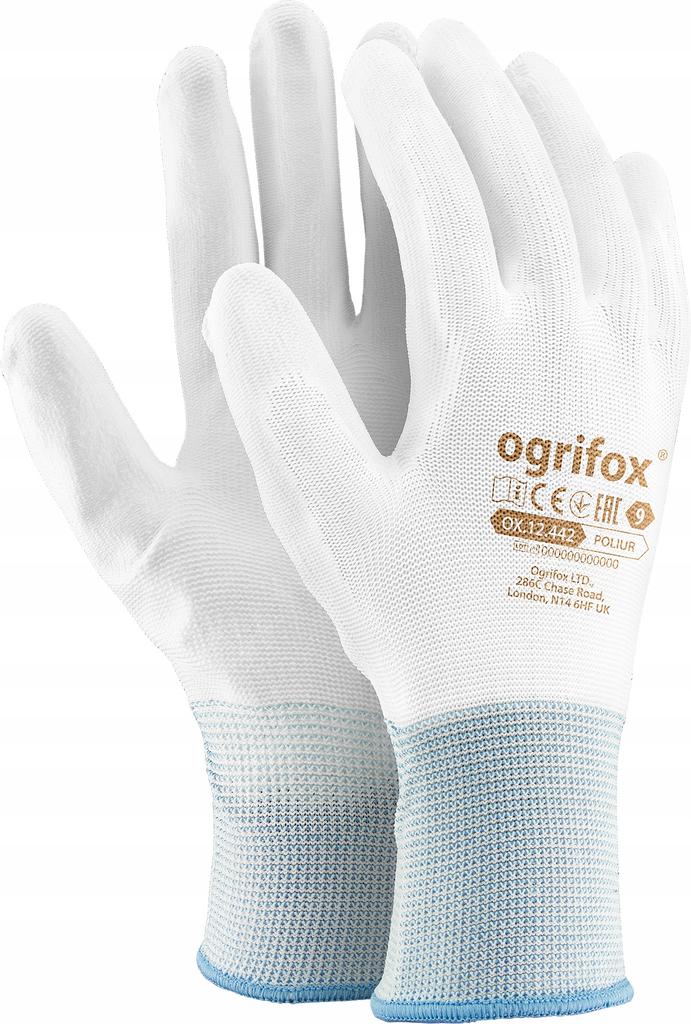 Work Gloves / White / Size: 10 - / Ox-Poliur_Ww10 - 10 Pcs