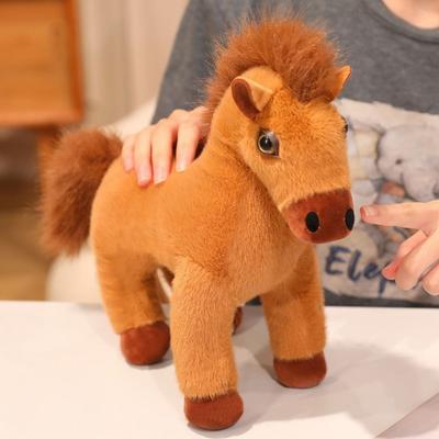 Lange Mähne Stehendes Fohlen Plüschtier Sattel Cartoon-Pferd Stofftier Pony Plüschtiere Kinder