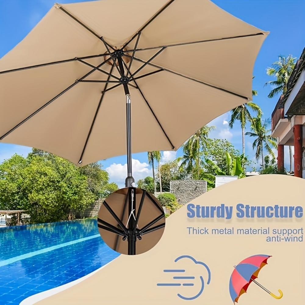 9ft Outdoor Patio Umbrella with Push Button Tilt and Crank Handle, Outdoor Patio/Market Table Umbrella, UV Protected, Waterproof