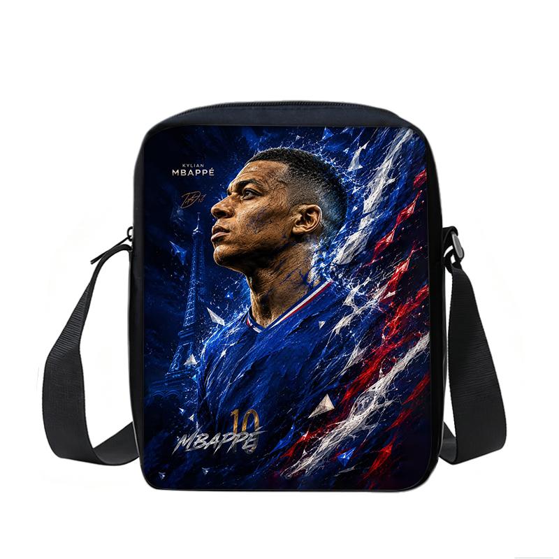 Voetbalster Schooltassen Telefoon Tas Boodschappentas M-Mbappe Bedrukt Leren, Reizen Schouder Messenger Tas Handtas Beste Cadeau