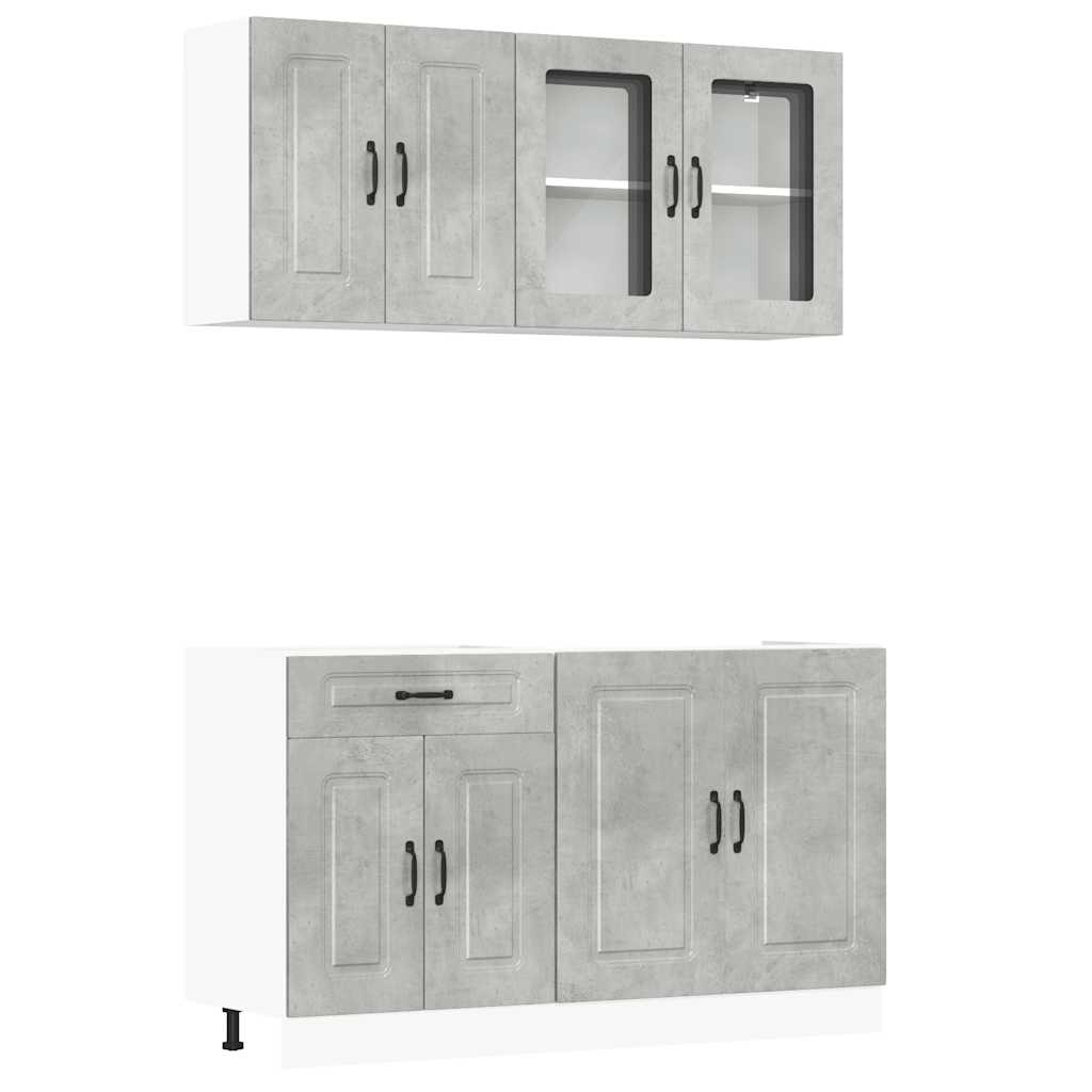 Kalmar Kitchen Cabinet Set, 4-Piece, Concrete Grey