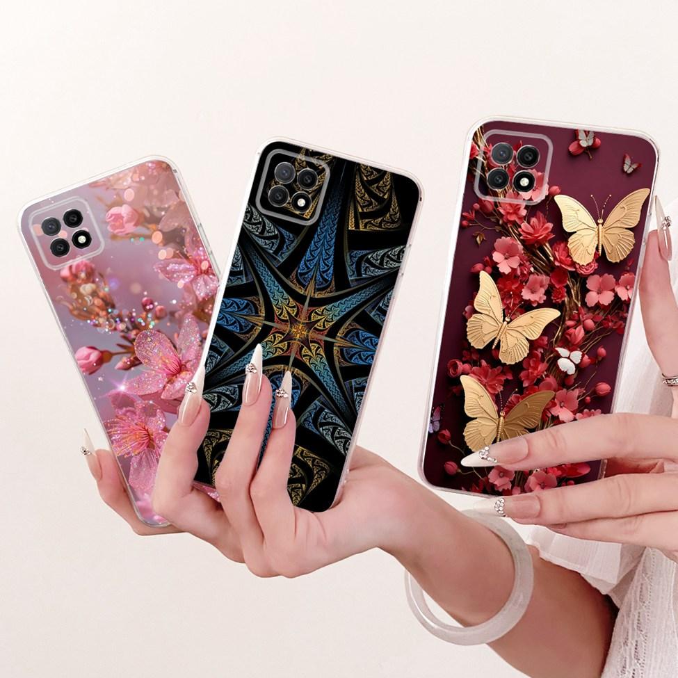 Clear For Oppo A73 5G CPH2161 Phone Case For Oppo A73 5G Cover Aesthetic Luxury Cute Cat Fashion Butterfly Funny Painted Casing