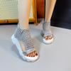 Women Sandals 2026 Hot Seller New Knitted Sandals Women Braided Elastic Summer Shoes Mesh Flat Bottom Hollow Out Female Sandals