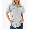 YYFS Women's Fashion Casual Summer Spring Solid Color Print Short Sleeve POLO Neck Blouses & Shirts